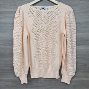 Savion Vintage Peach Puff Sleeve Knit Sweater S